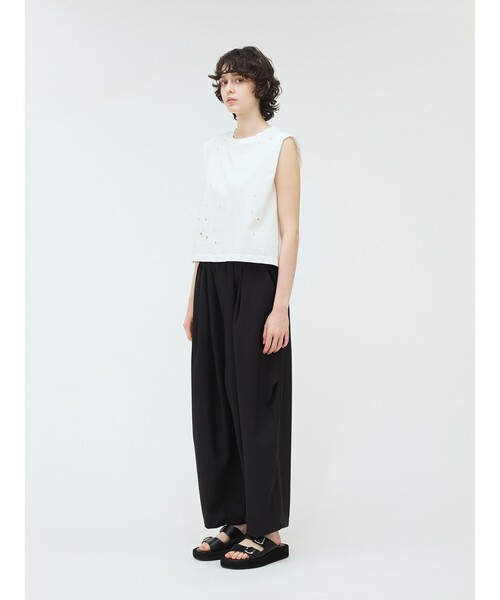 mizuiroind(ミズイロインド)の「mizuiro ind パンチングノースリーブプルオーバー(Tシャツ/カットソー・レディース・ブラック/オフホワイト/チャコールグレー・FREE)」の12枚目の写真