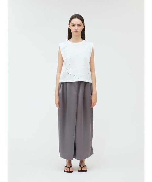 mizuiroind(ミズイロインド)の「mizuiro ind パンチングノースリーブプルオーバー(Tシャツ/カットソー・レディース・ブラック/オフホワイト/チャコールグレー・FREE)」の16枚目の写真