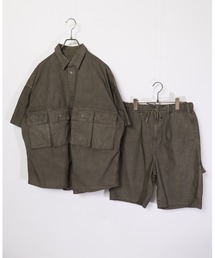 many men many mind（メニーメンメニーマインド）の「many men many mind /ピグメントブロード/マルチポケット/セットアップ/ショートパンツ/半袖シャツ（セットアップ）」