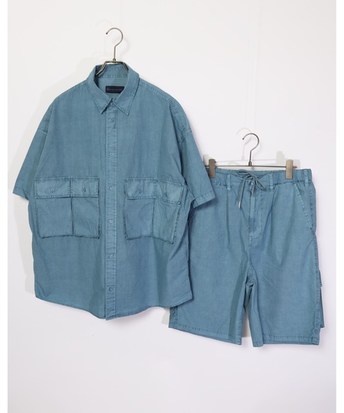 many men many mind（メニーメンメニーマインド）の「many men many mind /ピグメントブロード/マルチポケット/セットアップ/ショートパンツ/半袖シャツ（セットアップ・メンズ・チャコールグレー/ブルー/サンドベージュ・MEDIUM/LARGE）」の3枚目の写真