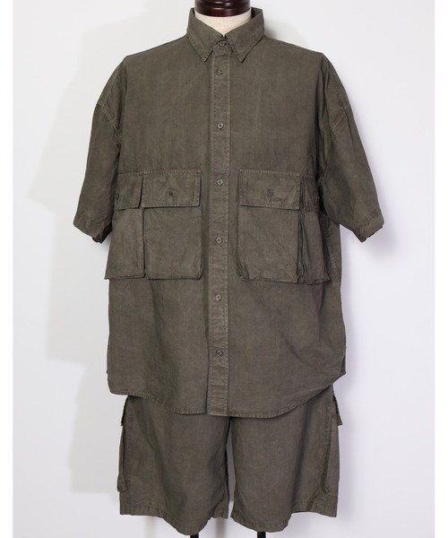 many men many mind（メニーメンメニーマインド）の「many men many mind /ピグメントブロード/マルチポケット/セットアップ/ショートパンツ/半袖シャツ（セットアップ・メンズ・チャコールグレー/ブルー/サンドベージュ・MEDIUM/LARGE）」の10枚目の写真