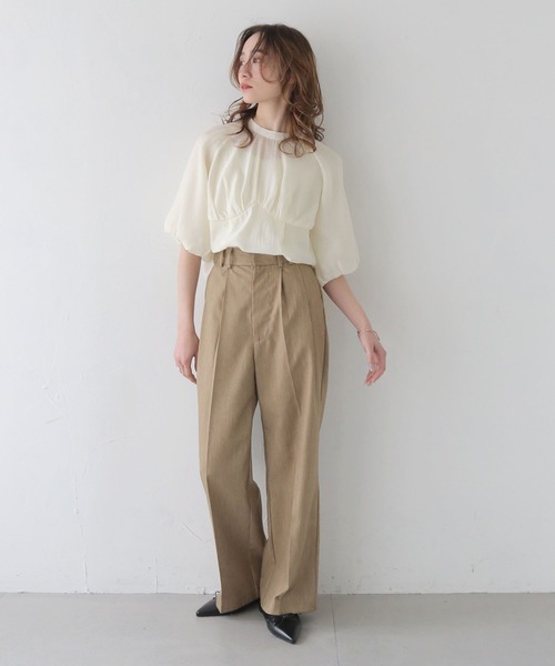 CLEIO（クレイオ）の「【CLEIO】パフスリーブカップデザインシアーブラウス PUFF SLEEVE CUP DESIGN SHEER BLOUSE/940-13608（Tシャツ/カットソー・レディース・ベージュ/アイボリー/サックスブルー・FREE）」の12枚目の写真