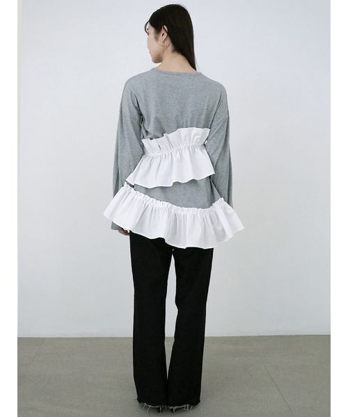 トップス sorin Asymmetry Ruffled Long T-shirt セール】Asymmetry Ruffled Long T-shirt（Tシャツ/カットソー