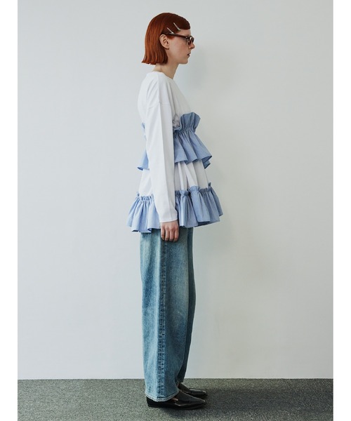 SORIN/ソリン Asymmetry Ruffled Long T-shirt セール】Asymmetry Ruffled Long T-shirt（Tシャツ/カットソー
