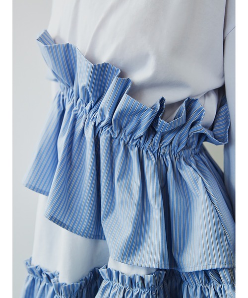 SORIN（ソリン　）の「Asymmetry Ruffled Long T-shirt（Tシャツ/カットソー・レディース・ホワイト/グレー/ブラック・38）」の12枚目の写真