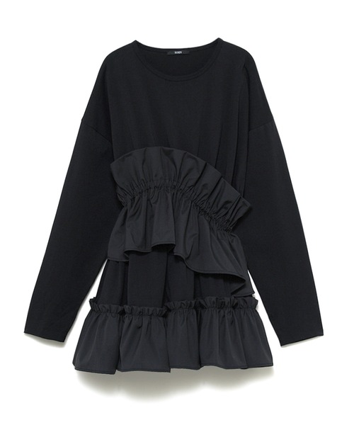 SORIN（ソリン　）の「Asymmetry Ruffled Long T-shirt（Tシャツ/カットソー・レディース・ホワイト/グレー/ブラック・38）」の19枚目の写真