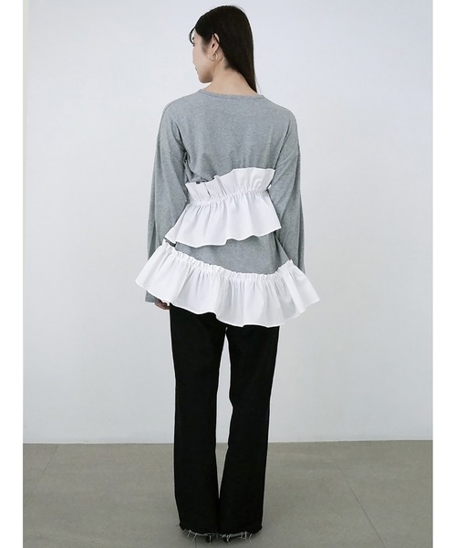 SORIN/ソリン Asymmetry Ruffled Long T-shirt セール】Asymmetry Ruffled Long T-shirt（Tシャツ/カットソー