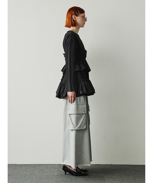 SORIN（ソリン　）の「Asymmetry Ruffled Long T-shirt（Tシャツ/カットソー・レディース・ホワイト/グレー/ブラック・38）」の15枚目の写真