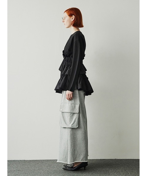 SORIN（ソリン　）の「Asymmetry Ruffled Long T-shirt（Tシャツ/カットソー・レディース・ホワイト/グレー/ブラック・38）」の16枚目の写真