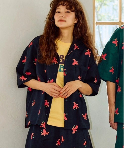 go slow caravan ブッチャー総柄プリント半袖シャツ【WEB限定】 楽天市場】go slow caravan ブッチャー総柄プリント半袖シャツ