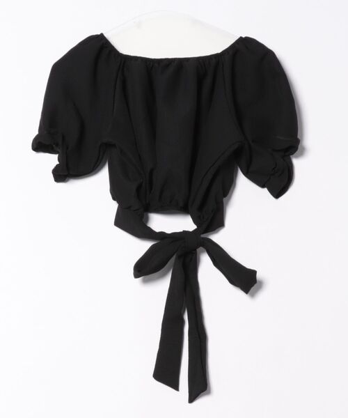パフスリーブトップス ショートリボンサロペット セット 4070404 lace ribbon tie frill tops | Treat ürself