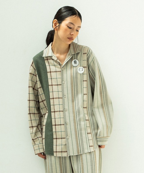 STOF(ストフ)の「MIX STRIPE SHIRTS(シャツ/ブラウス・メンズ・ブラック/ナチュラル・S/M)」の2枚目の写真