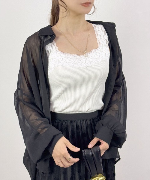 CLOTHY(クロシィ)の「【上品なレースで高見え♪】ブラ紐が隠れるテレコレースタンク(タンクトップ・レディース・ブラウン系1/アイボリー系1/ブラウン系2/アイボリー系2/ブラック系2/ブラック系1/ホワイト系2/ホワイト系1/ベージュ系2/グリーン系1/ピンク系2/ローズ系1/ベージュ系1・LARGE/MEDIUM)」の18枚目の写真