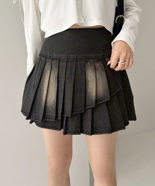 one after another NICE CLAUP（ワンアフターアナザーナイスクラップ）の「【サイズ展開あり】チャーム付きイレヘムプリーツスカート（スカート・レディース・ブラック/グレー系その他/杢グレー/ネイビー・SMALL/MEDIUM）」の20枚目の写真