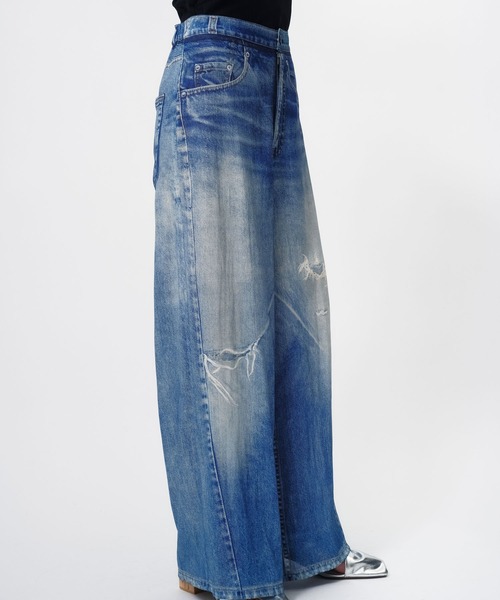 THINGS THAT MATTER（シングス ザット マター）の「DENIM PRINT SHEER PANTS / デニムプリントシアーパンツ（その他パンツ・レディース・ブルー・FREE）」の9枚目の写真