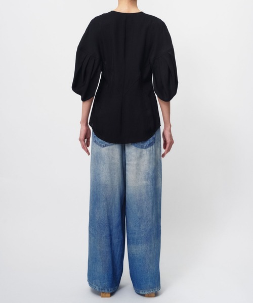 THINGS THAT MATTER（シングス ザット マター）の「DENIM PRINT SHEER PANTS / デニムプリントシアーパンツ（その他パンツ・レディース・ブルー・FREE）」の8枚目の写真