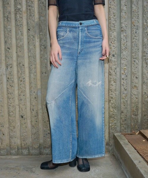 THINGS THAT MATTER（シングス ザット マター）の「DENIM PRINT SHEER PANTS / デニムプリントシアーパンツ（その他パンツ・レディース・ブルー・FREE）」の12枚目の写真