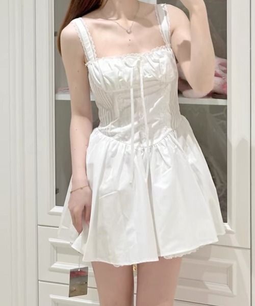 Mejoul（メジュール）の「リボンレースミニキャミワンピース（ワンピース・レディース・ホワイト・F）」の2枚目の写真