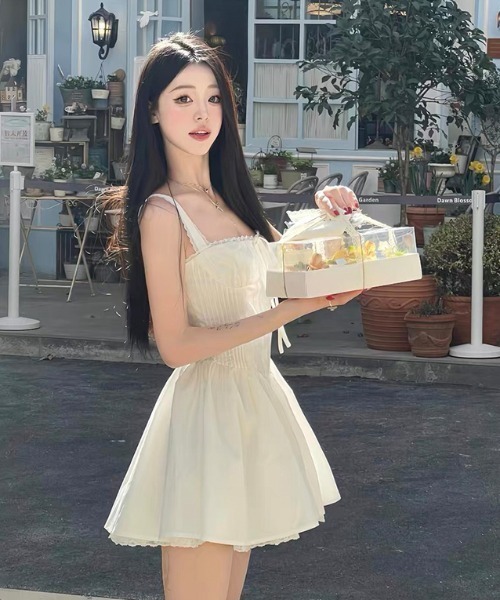 Mejoul（メジュール）の「リボンレースミニキャミワンピース（ワンピース・レディース・ホワイト・F）」の4枚目の写真