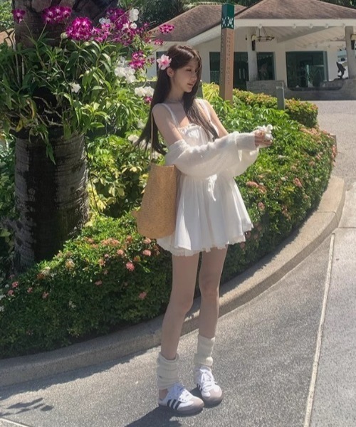 Mejoul（メジュール）の「リボンレースミニキャミワンピース（ワンピース・レディース・ホワイト・F）」の7枚目の写真