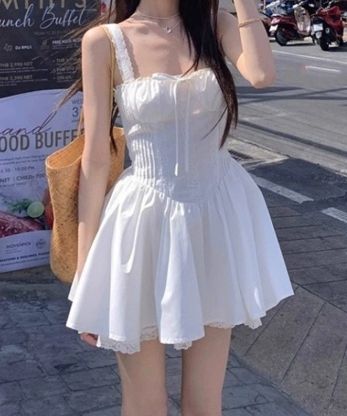 Mejoul（メジュール）の「リボンレースミニキャミワンピース（ワンピース・レディース・ホワイト・F）」の9枚目の写真