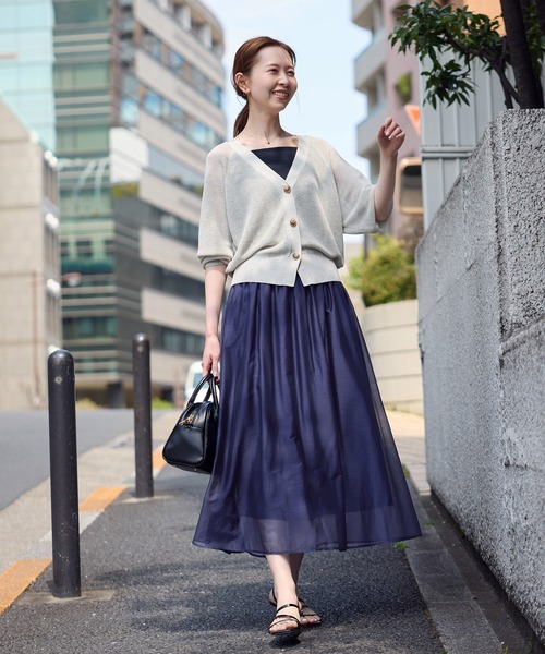 ROPE' PICNIC(ロペピクニック)の「エアリーシアーギャザーロングスカート(スカート・レディース・ダークブラウン/グリーン/ネイビー/オレンジ・38)」の9枚目の写真