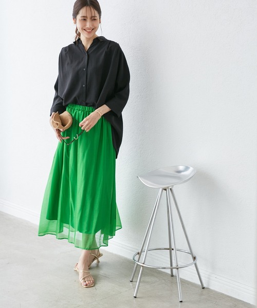 ROPE' PICNIC(ロペピクニック)の「エアリーシアーギャザーロングスカート(スカート・レディース・ダークブラウン/グリーン/ネイビー/オレンジ・38)」の16枚目の写真