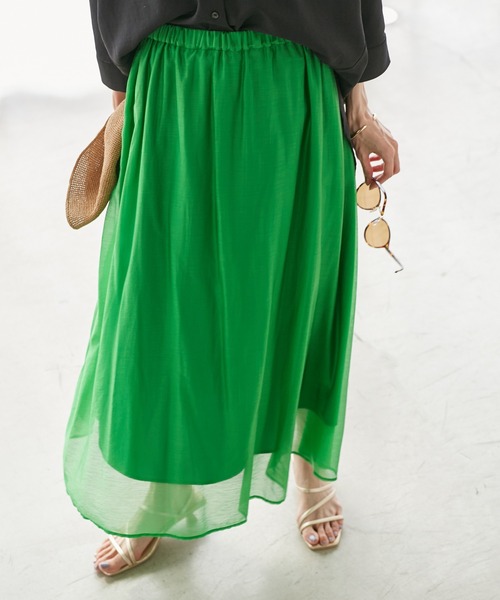 ROPE' PICNIC(ロペピクニック)の「エアリーシアーギャザーロングスカート(スカート・レディース・ダークブラウン/グリーン/ネイビー/オレンジ・38)」の17枚目の写真