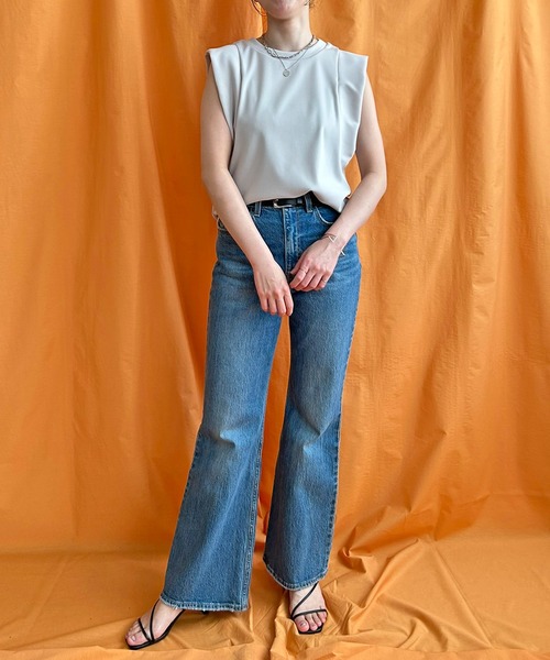LHELBIE(レルビエ)の「フレンチスリーブカットトップス(Tシャツ/カットソー・レディース・グリーン/ブラック/グレイッシュベージュ・M)」の5枚目の写真