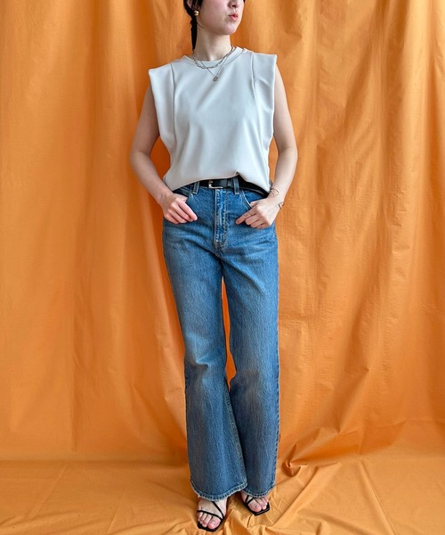 LHELBIE(レルビエ)の「フレンチスリーブカットトップス(Tシャツ/カットソー・レディース・グリーン/ブラック/グレイッシュベージュ・M)」の6枚目の写真