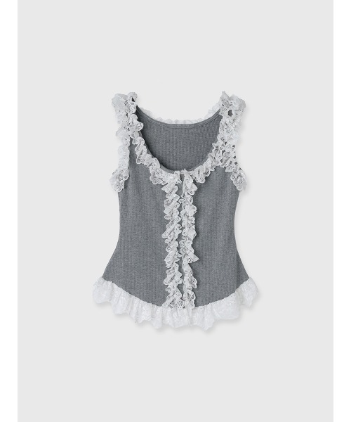 EIMY ISTOIRE（エイミーイストワール）の「レースドッキングカットタンクトップ（タンクトップ・レディース・グレー/ホワイト/ブラック・F）」の8枚目の写真