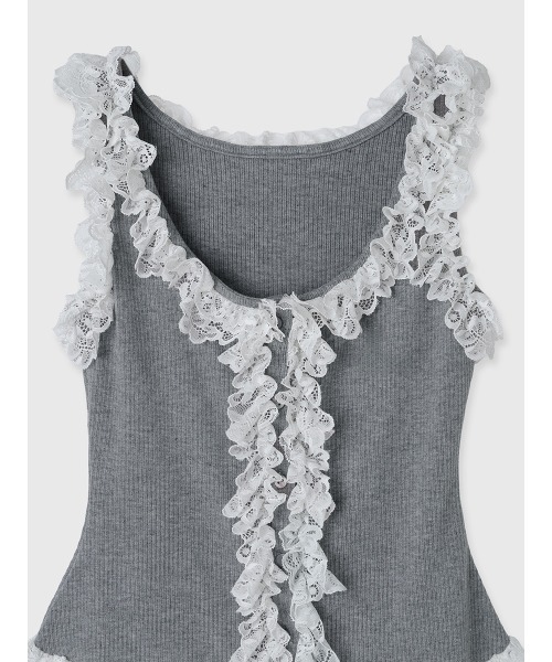 EIMY ISTOIRE（エイミーイストワール）の「レースドッキングカットタンクトップ（タンクトップ・レディース・グレー/ホワイト/ブラック・F）」の6枚目の写真