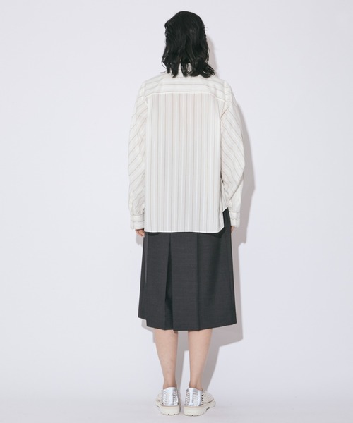 beautiful people（ビューティフルピープル）の「double-front cotton silk JQ stripe shirt（シャツ/ブラウス・レディース・オフホワイト・36/40）」の4枚目の写真