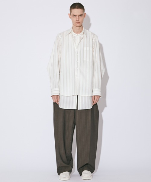 beautiful people（ビューティフルピープル）の「double-front cotton silk JQ stripe shirt（シャツ/ブラウス・レディース・オフホワイト・36/40）」の5枚目の写真