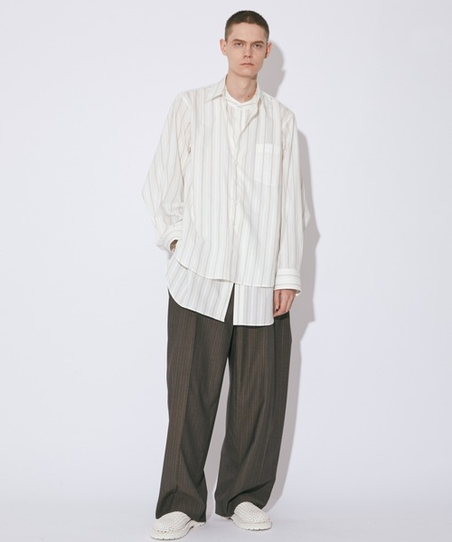 beautiful people（ビューティフルピープル）の「double-front cotton silk JQ stripe shirt（シャツ/ブラウス・レディース・オフホワイト・36/40）」の8枚目の写真