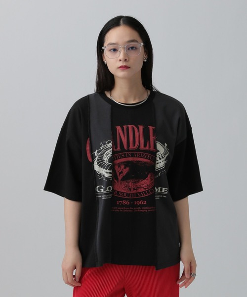 LEPSIM（レプシィム）の「ストーンウォッシュ切り替えT　494900（Tシャツ/カットソー・レディース・オフホワイト/ブラック/ライトグレー・FREE）」の5枚目の写真