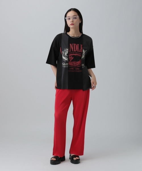LEPSIM（レプシィム）の「ストーンウォッシュ切り替えT　494900（Tシャツ/カットソー・レディース・オフホワイト/ブラック/ライトグレー・FREE）」の7枚目の写真
