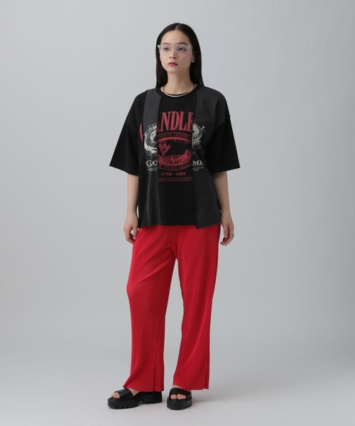 LEPSIM（レプシィム）の「ストーンウォッシュ切り替えT　494900（Tシャツ/カットソー・レディース・オフホワイト/ブラック/ライトグレー・FREE）」の9枚目の写真