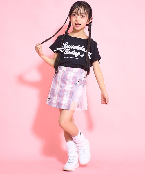 キッズ♡ガールズ♡トップス♡スカート♡おまとめ♡ クラッシュ デニム プリーツ スカート【キッズお揃い