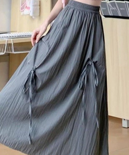 Per sist ence(パーシエンス)の「リボンデザインフレアスカート(スカート・レディース・グレー/ホワイト/ブラック・ONE SIZE)」の9枚目の写真