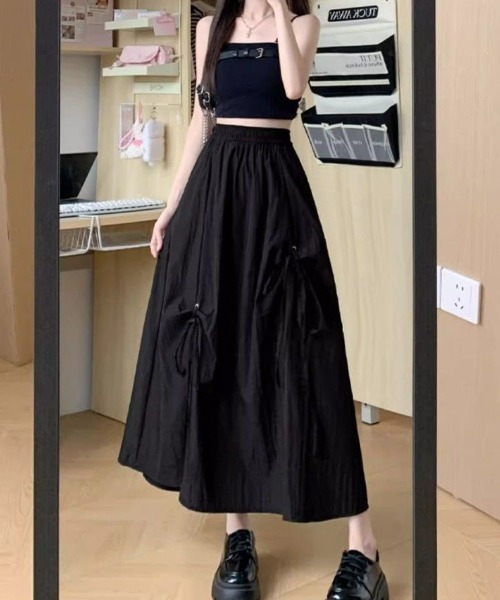 Per sist ence(パーシエンス)の「リボンデザインフレアスカート(スカート・レディース・グレー/ホワイト/ブラック・ONE SIZE)」の13枚目の写真