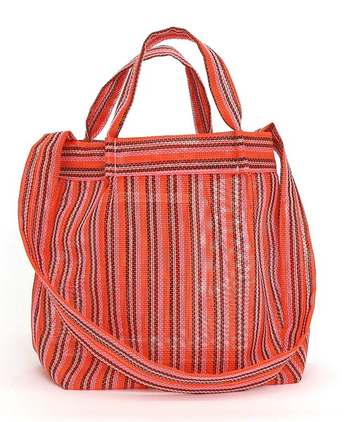 COOCO（クーコ）の「メッシュ柄生地２ＷＡＹトートバッグ（トートバッグ・レディース・ブルー/アイボリー/ブラック/オレンジ・FREE）」の7枚目の写真