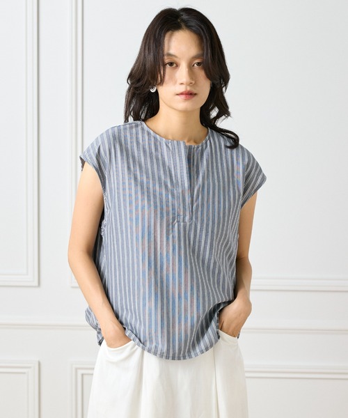 セール】ストライプスキッパーデザイントップス（Tシャツ