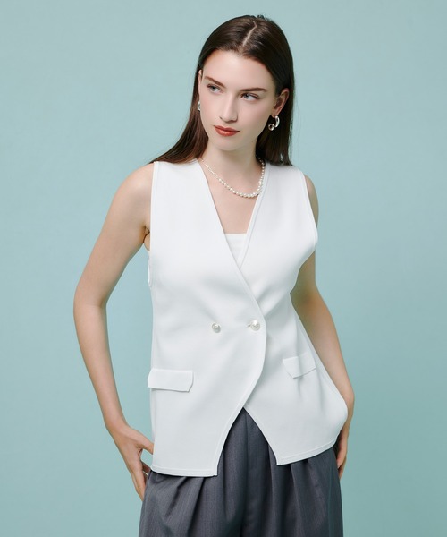 allureville(アルアバイル)の「ミラノリブニットジレ(ニット/セーター・レディース・ネイビー/オフホワイト・2)」の18枚目の写真