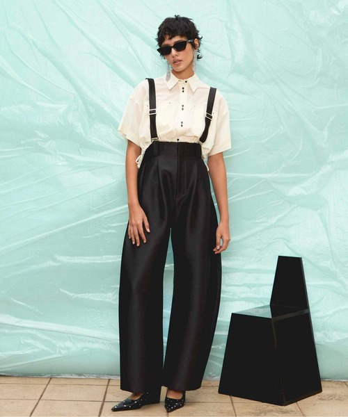 MAISON SPECIAL(メゾンスペシャル)の「Cocoon Silhouette High Waist Pants/コクーンハイウエストパンツ【MAISON SPECIAL/メゾンスペシャル】■セットアップ対応■(チノパンツ・レディース・ブラック/アイボリー・36/38)」の4枚目の写真