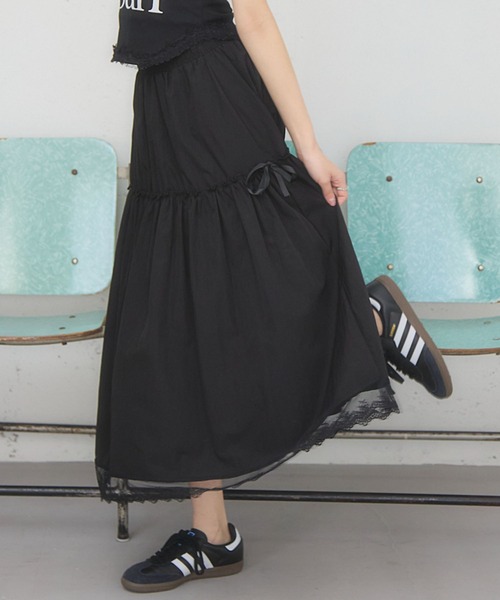 3.3 Field Trip (3.3フィールドトリップ)の「3.3 Field Trip/裾フリルティアードスカート(スカート・レディース・ブラック/ホワイト・FREE)」の2枚目の写真