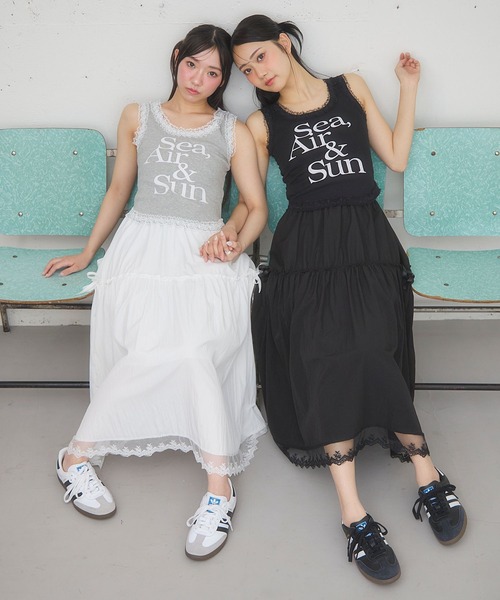 3.3 Field Trip (3.3フィールドトリップ)の「3.3 Field Trip/裾フリルティアードスカート(スカート・レディース・ブラック/ホワイト・FREE)」の3枚目の写真