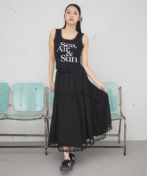 3.3 Field Trip (3.3フィールドトリップ)の「3.3 Field Trip/裾フリルティアードスカート(スカート・レディース・ブラック/ホワイト・FREE)」の4枚目の写真