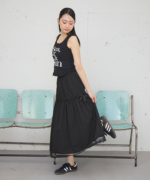 3.3 Field Trip (3.3フィールドトリップ)の「3.3 Field Trip/裾フリルティアードスカート(スカート・レディース・ブラック/ホワイト・FREE)」の5枚目の写真