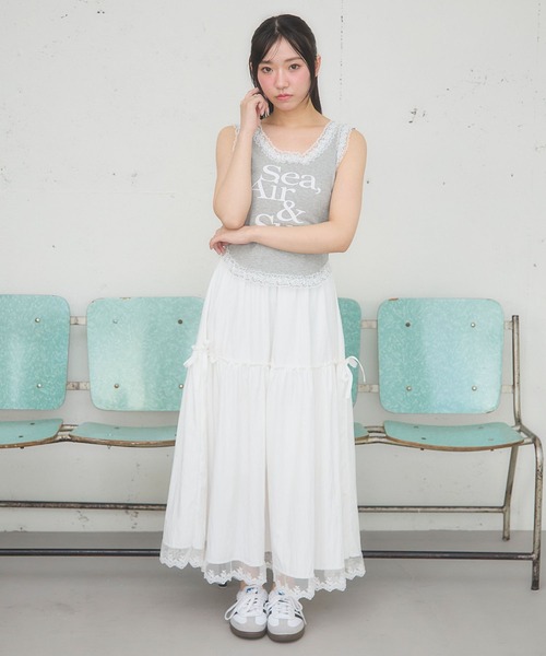 3.3 Field Trip (3.3フィールドトリップ)の「3.3 Field Trip/裾フリルティアードスカート(スカート・レディース・ブラック/ホワイト・FREE)」の6枚目の写真